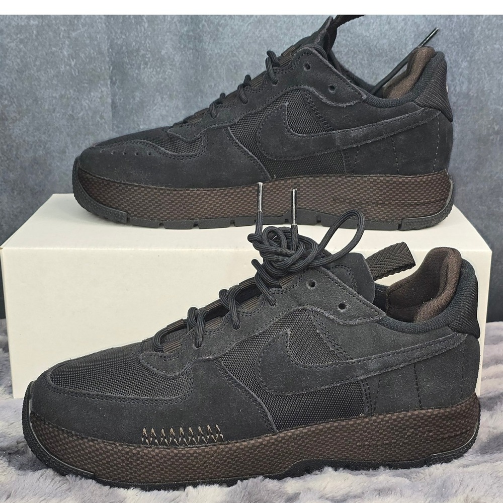 Nike Air Force 1 Wild Black Velvet Brown‎ FB2348-001 Sneakers Womens Size 7 EUC
